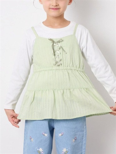 假層次細肩帶上衣(淺綠色(30)/14)