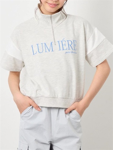 半拉鍊標語衛衣(淺灰色(91)/14)