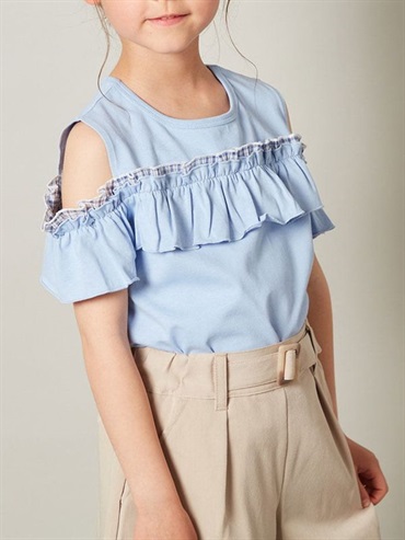 荷葉設計裝飾露肩上衣