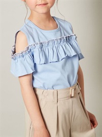 荷葉設計裝飾露肩上衣