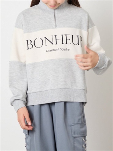 拼接半拉鍊運動衫(淺灰色(91)/14)