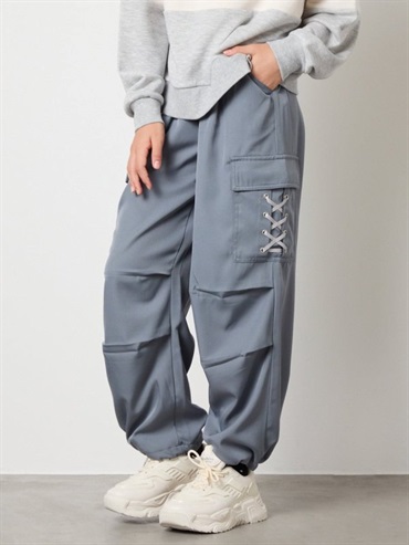 側邊綁帶工裝褲(天藍色(50)/14)