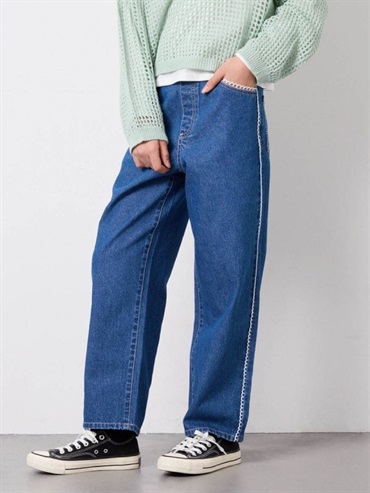 側綁帶休閒工裝褲(藍色(55)/14)