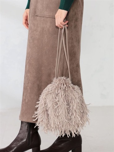 毛絨束口肩背包(深咖啡色(89)/38)