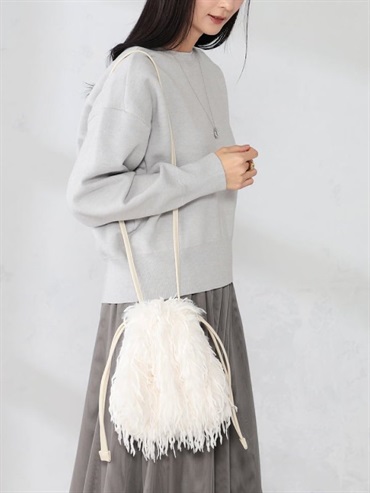 毛絨束口肩背包