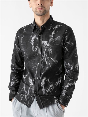 煙霧紋長袖襯衫[可機洗]