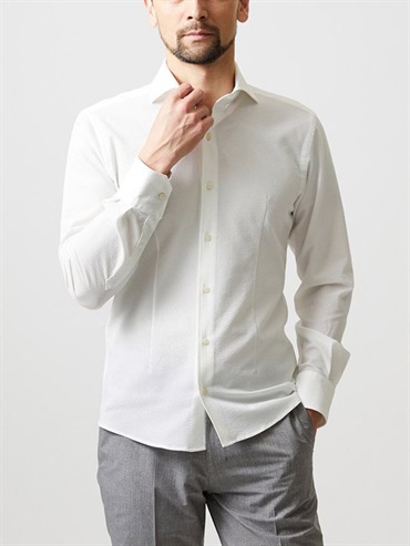 彈性泡泡紗長袖襯衫[可機洗](白色(90)/48)