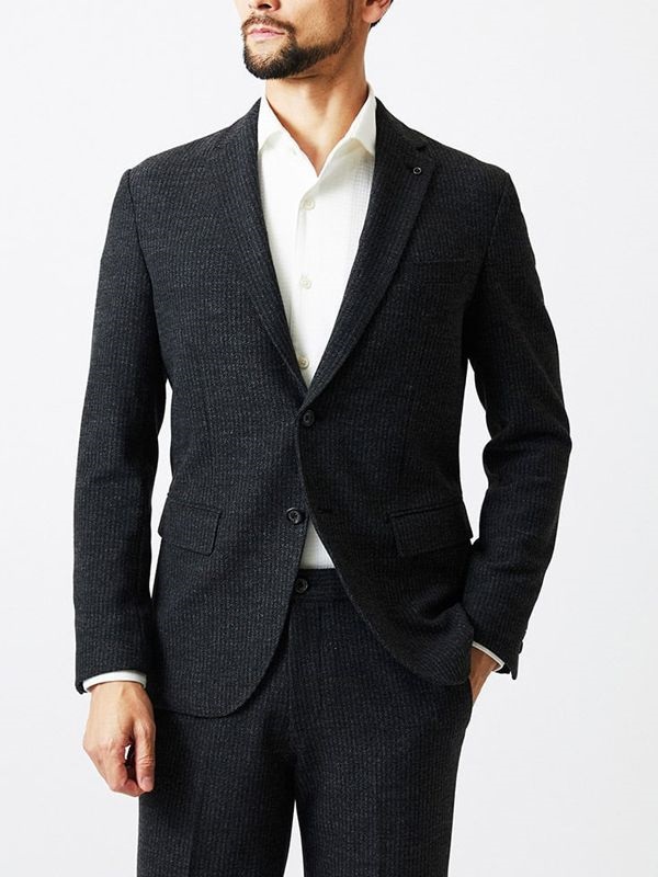 條紋西裝外套[成套搭配](深灰色(93)/46)