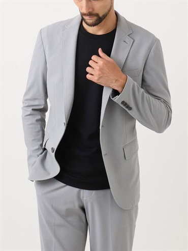 棉感彈性西裝外套[成套搭配](灰色(92)/46)