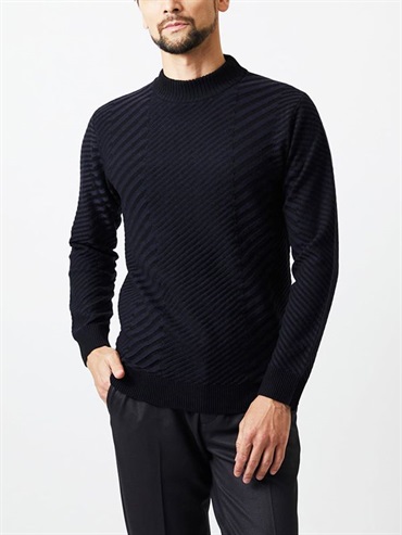 漸層感立領針織上衣(海軍藍(57)/46)