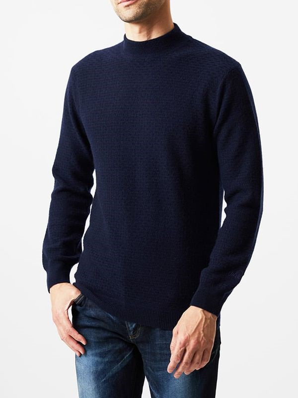 瓶口領針織衫[喀什米爾羊毛](海軍藍(57)/48)