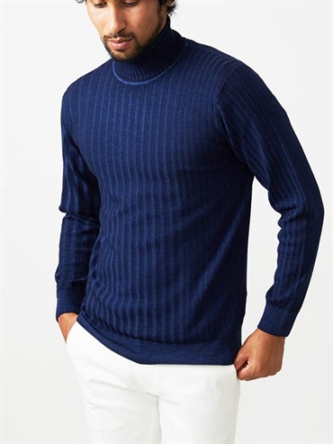 羅紋高領針織衫[成衣染色工藝](海軍藍(57)/48)