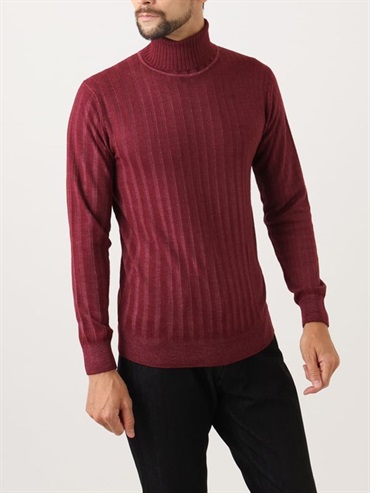 羅紋高領針織衫[成衣染色工藝](酒紅色(77)/48)
