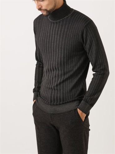 羅紋高領針織衫[成衣染色工藝](深灰色(93)/48)
