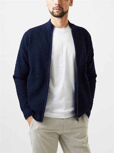 立領針織開襟衫(海軍藍(57)/48)