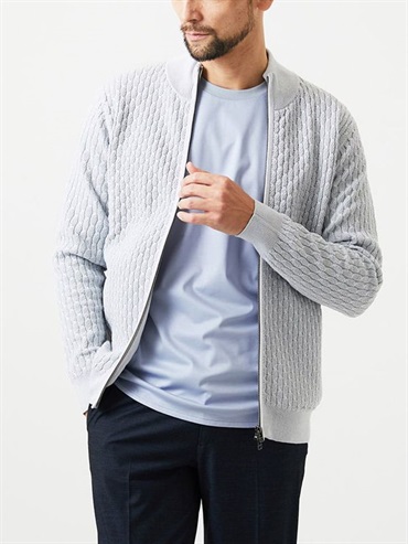 立領針織開襟衫(淺灰色(91)/48)