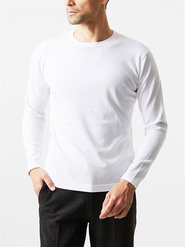 波紋圓領針織衫[Moiré](白色(90)/48)