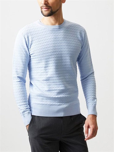 經典圓領針織上衣(天藍色(50)/48)