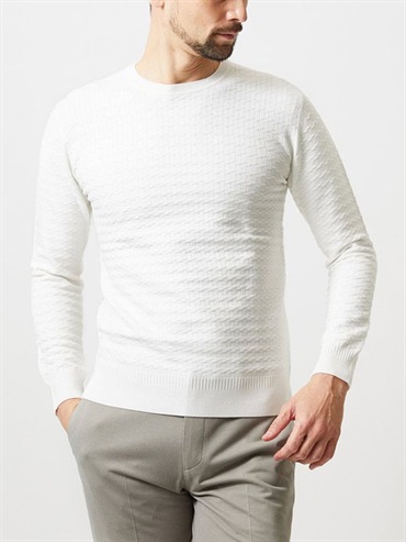 經典圓領針織上衣(白色(90)/48)