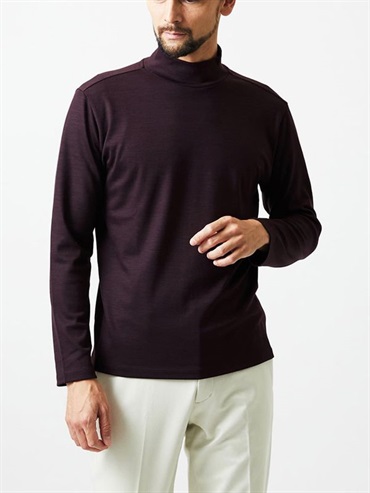 柔滑瓶口領長袖上衣[日本製](酒紅色(77)/46)