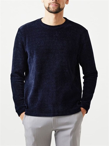 圓領針織衫[雪尼爾紗](海軍藍(57)/48)