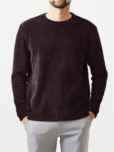 圓領針織衫[雪尼爾紗](深紅色(77)/48)