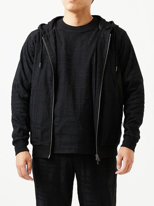 緹花連帽外套[成套搭配/可機洗](黑色(94)/46)