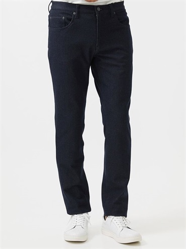 仿丹寧風彈性長褲[可機洗](海軍藍(57)/46)