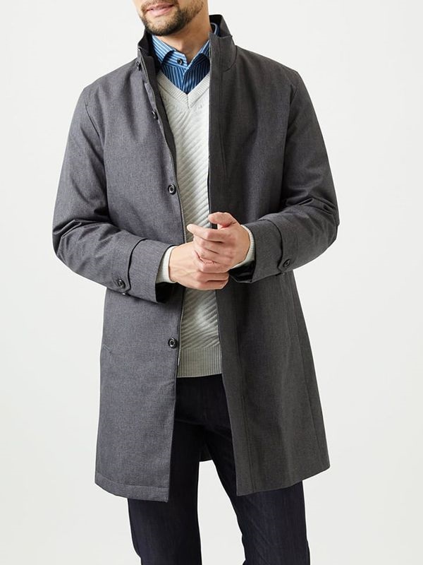 立領長版大衣[3WAY](灰色(92)/48)