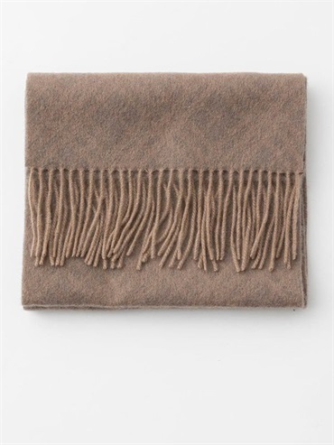 斜紋格紋喀什米爾羊毛圍巾(米色(82)/46)