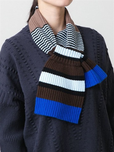 條紋針織迷你圍巾