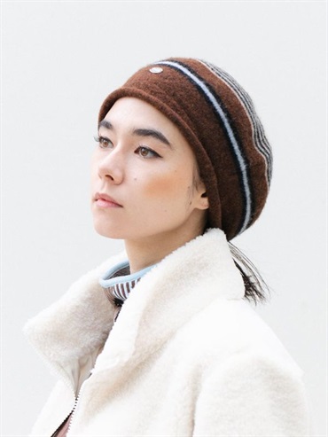 條紋針織貝雷帽[日本製]