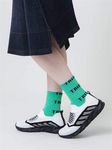 條紋LOGO提花襪[日本製]