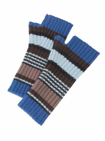 條紋針織手套(藍色(55)/38)
