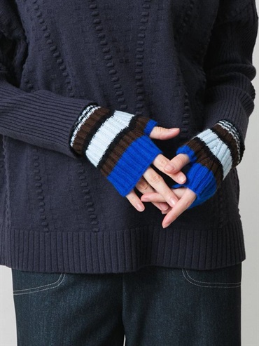 條紋針織手套