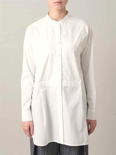 HK刺繡拼接設計襯衫(白色(90)/38)