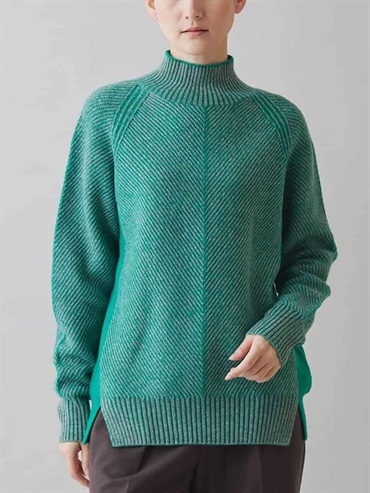 彩色粗花呢針織套頭衫[日本製](淺綠色(30)/38)