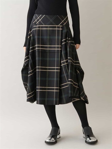 格紋不對稱設計裙[日本製]