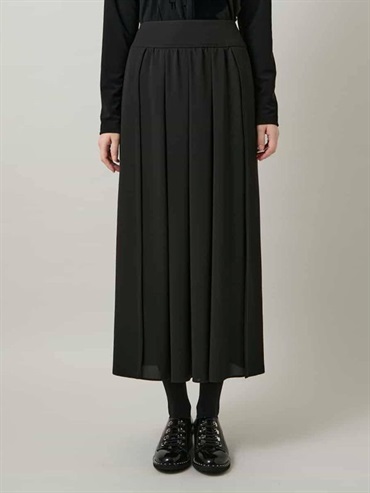 異材質對比百褶裙[日本製](黑色(94)/38)