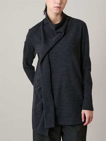 不對稱垂褶設計針織上衣(深灰色(93)/38)