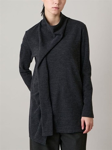 不對稱垂褶設計針織上衣