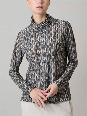 方塊藝術印花針織上衣