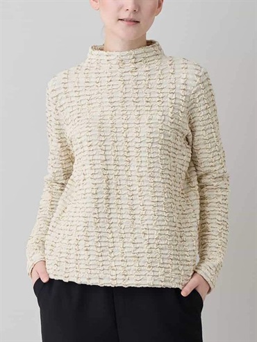 泡泡提花亮絲套頭上衣[日本製](米色(82)/38)