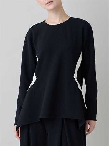 配色線條立體設計套頭上衣[日本製](黑色(94)/38)