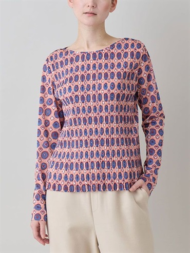 幾何印花百褶設計上衣(粉紅色(03)/38)