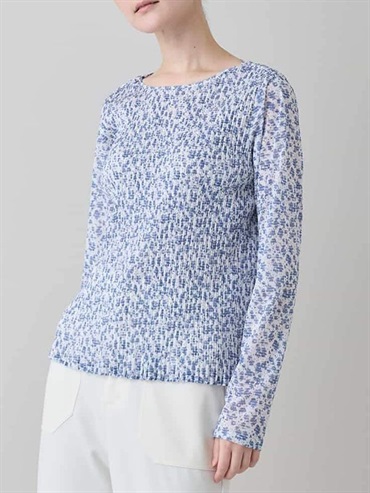 幾何印花百褶設計上衣(天藍色(50)/38)