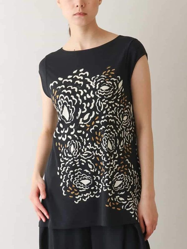 天竺棉藝術印花上衣[日本製]