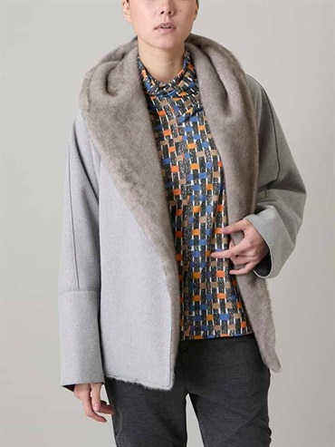 翻領羊毛感短版大衣