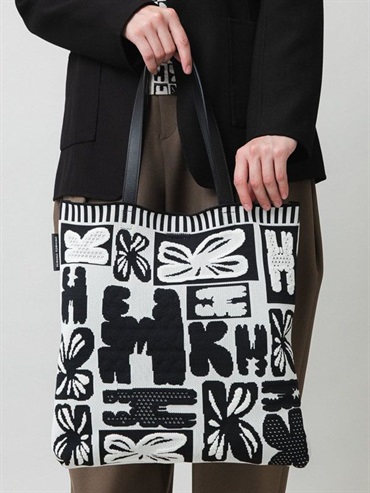 HK字母針織手提包