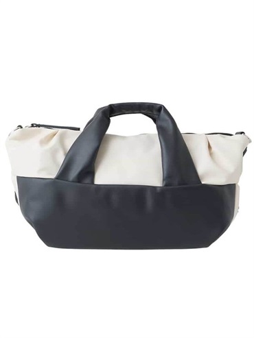 異材質拼接波士頓包(米白色(80)/38)